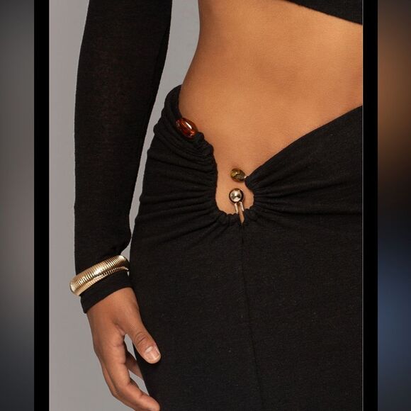 JLUXLABEL Summer Romance Cutout Long Sleeve Maxi Dress Black Large NEW - Picture 3 of 10